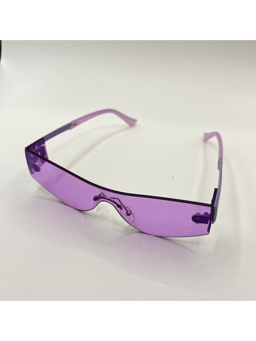 Vintage Y2K Purple Rimless Shield Sunglasses